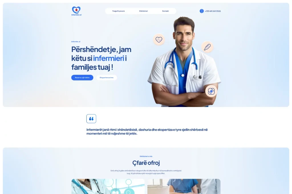 Krijimi i faqes se internetit Infermier-al